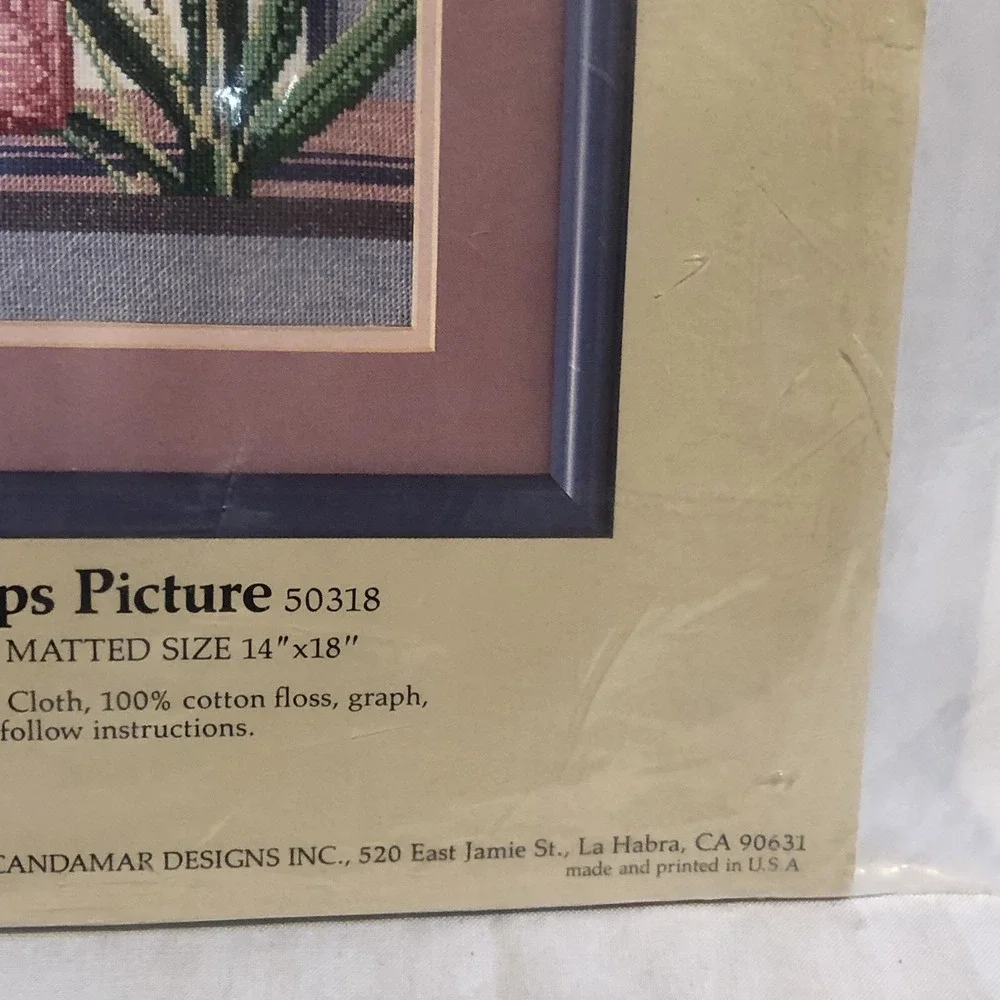Vintage Something Special Art DECO Tulips PICTURE Counted Cross Stitch 1987